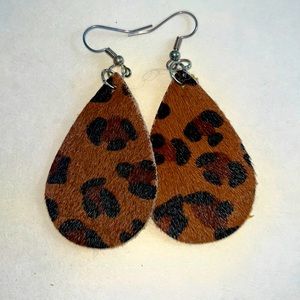 Leopard leather earrings